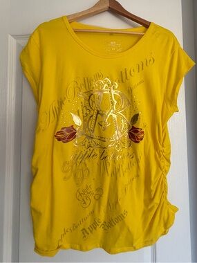 Apple Bottoms Yellow Short Sleeve Graphic Tee with Metallic Accents
